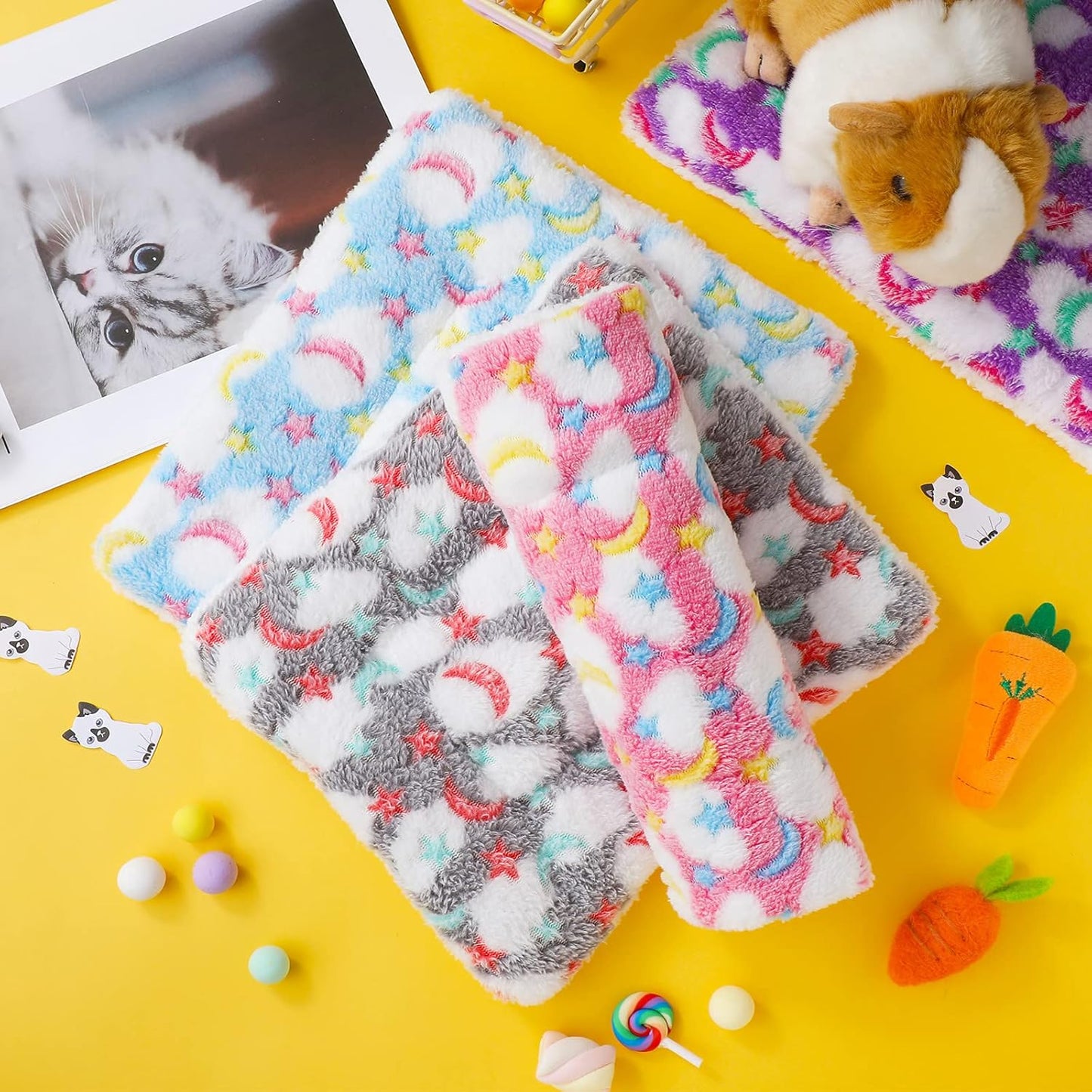 4 Pieces Rabbit Bunny Bed 10 X 11 Inch Guinea Pig Mats Plush Bunny Pad Mats Small Animal Dog Cat Bed Dog Hamster Pad