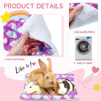 4 Pieces Rabbit Bunny Bed 10 X 11 Inch Guinea Pig Mats Plush Bunny Pad Mats Small Animal Dog Cat Bed Dog Hamster Pad
