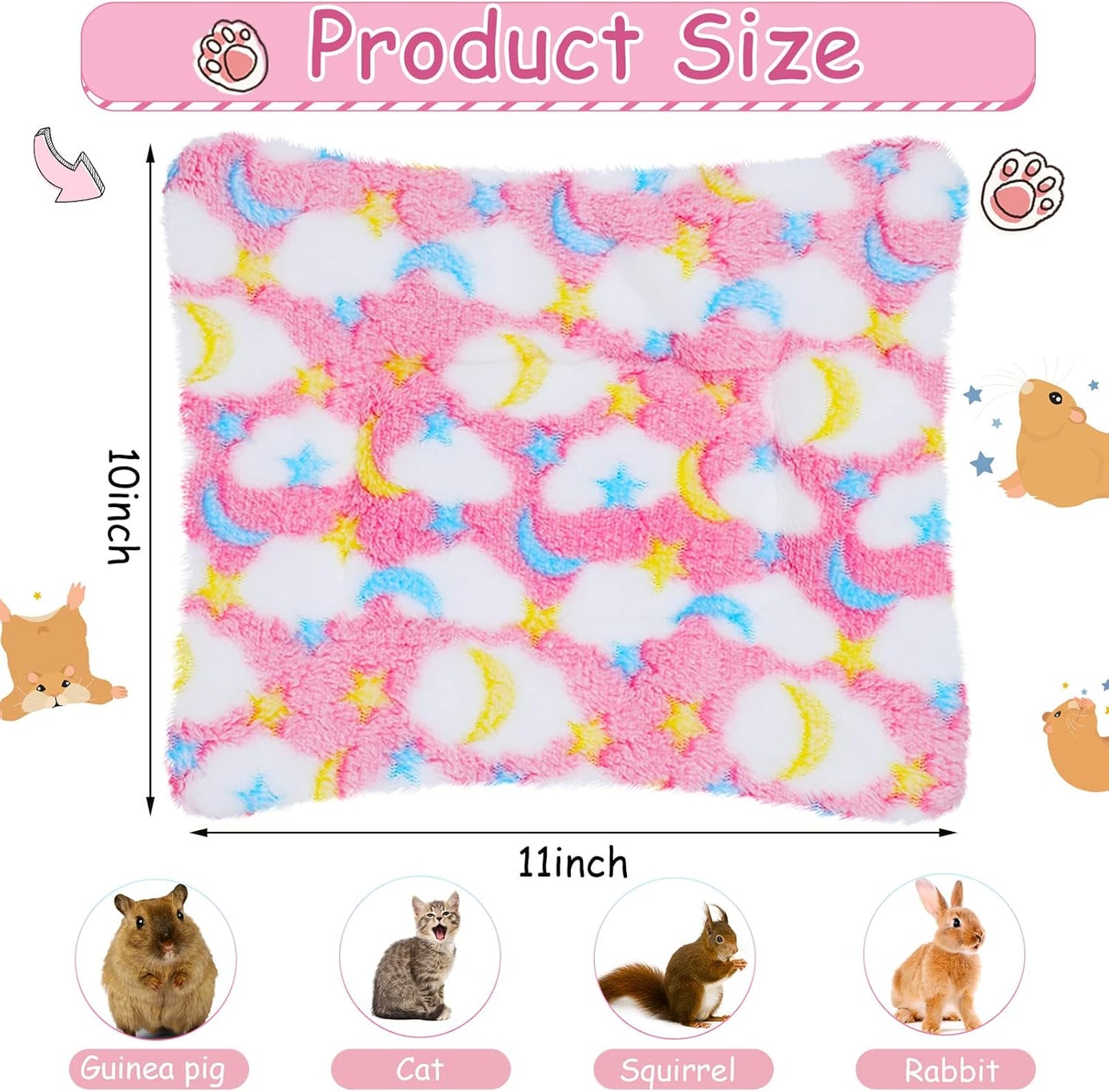 4 Pieces Rabbit Bunny Bed 10 X 11 Inch Guinea Pig Mats Plush Bunny Pad Mats Small Animal Dog Cat Bed Dog Hamster Pad