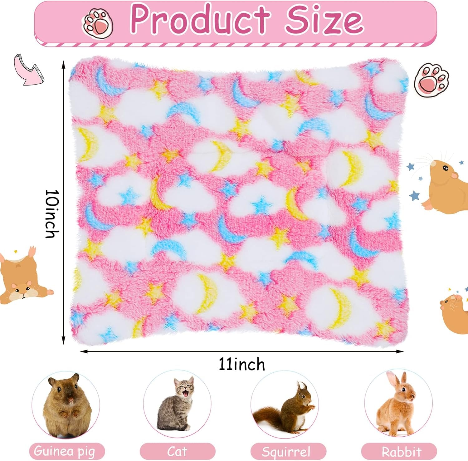 4 Pieces Rabbit Bunny Bed 10 X 11 Inch Guinea Pig Mats Plush Bunny Pad Mats Small Animal Dog Cat Bed Dog Hamster Pad