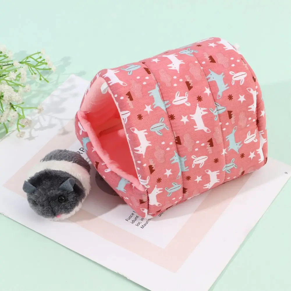 DIY Cute Mini Cage Rabbit Squirrel Winter Warm Mat Guinea Pig Nest Hamster House Small Animal Sleeping Bed Pet Hanging Cage