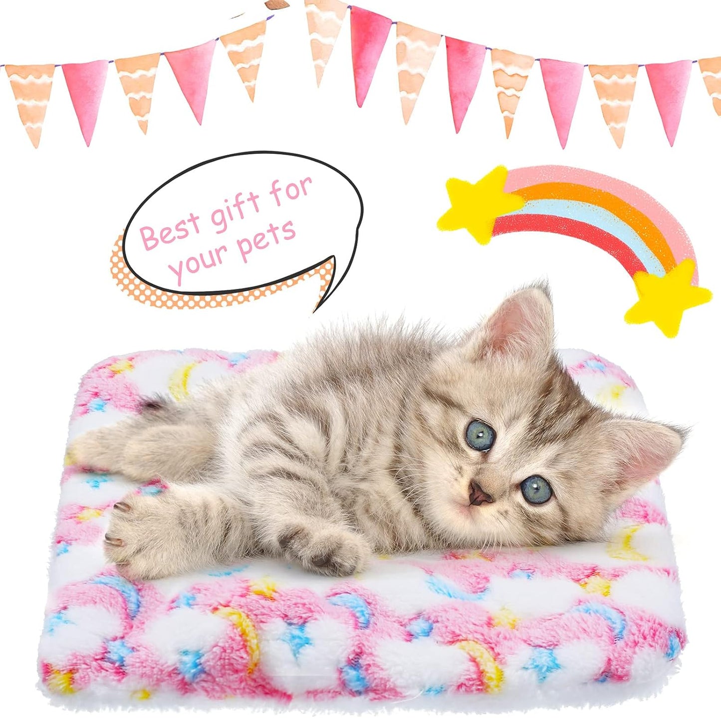 4 Pieces Rabbit Bunny Bed 10 X 11 Inch Guinea Pig Mats Plush Bunny Pad Mats Small Animal Dog Cat Bed Dog Hamster Pad